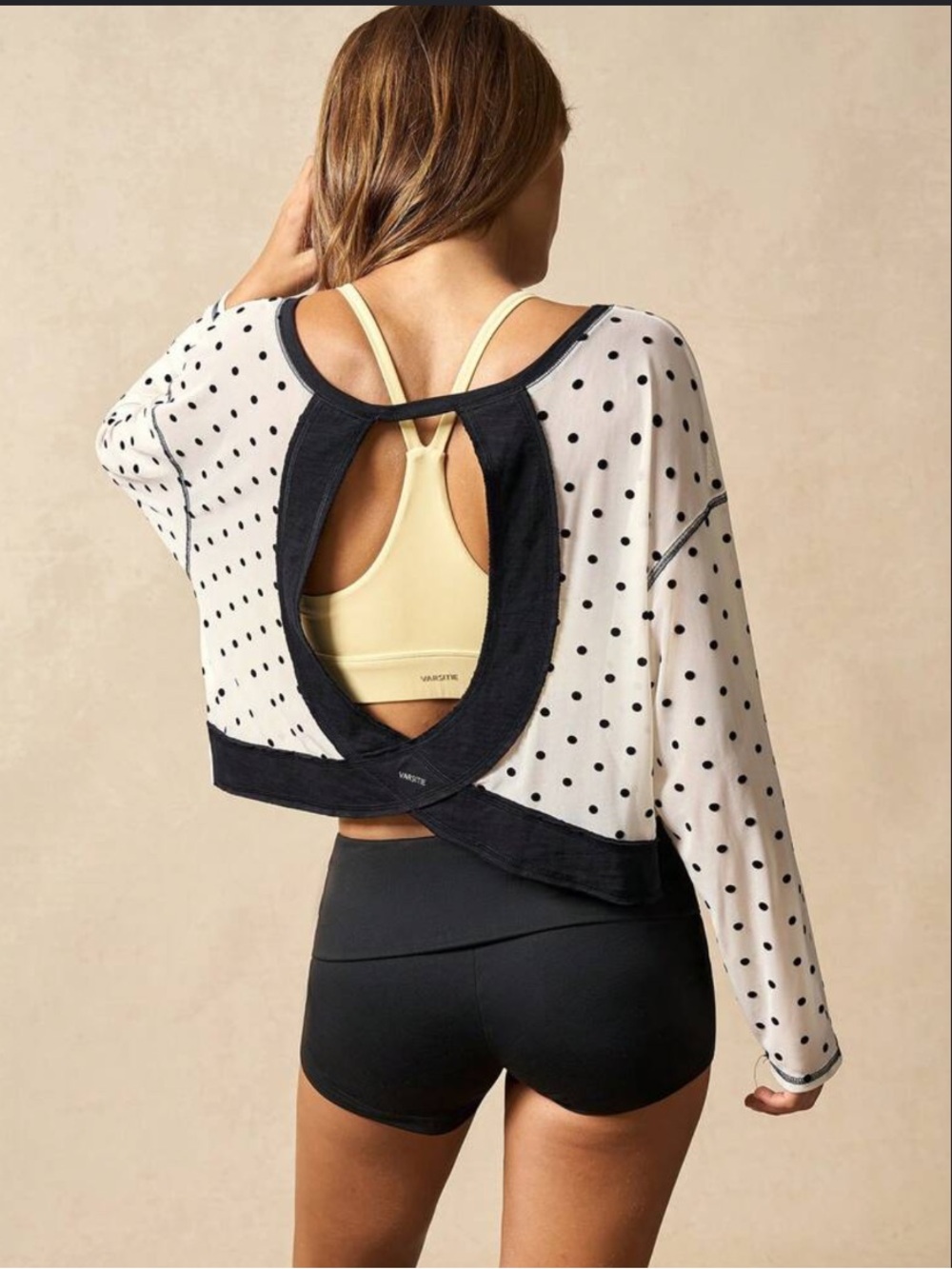 Polka Dot Open-Back Crop Top - Black & White